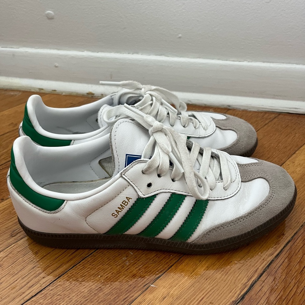 Adidas Samba White and Green Sneakers
